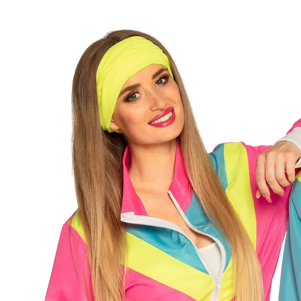 Women's retro neon pink tracksuit disguise - S