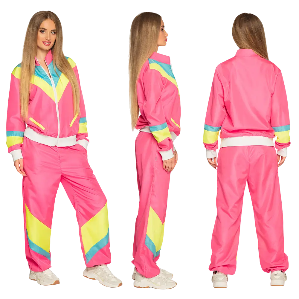 Women's retro neon pink tracksuit disguise - XL