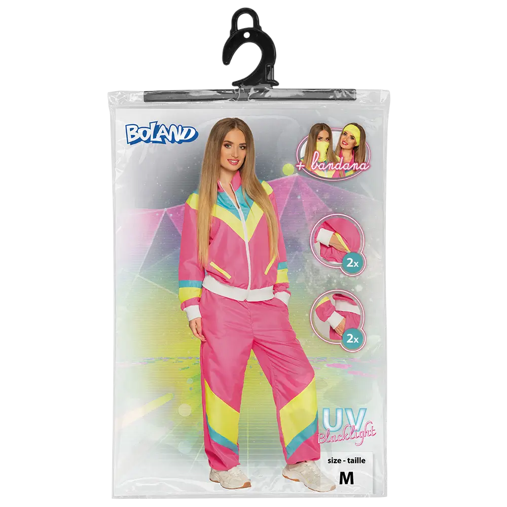 Women's retro neon pink tracksuit disguise - XL