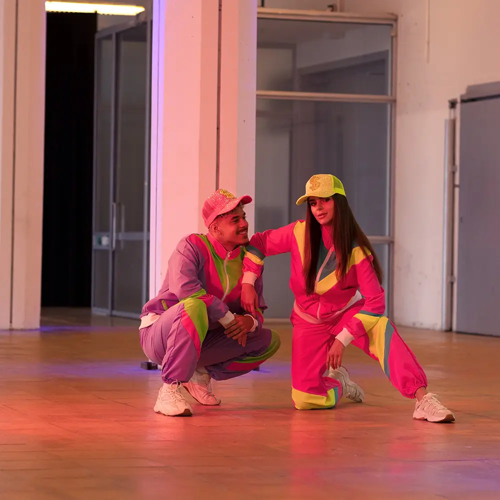 Women's retro neon pink tracksuit disguise - XL