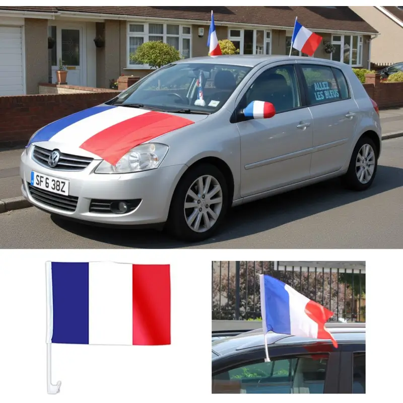 FRANCE polyester car flag with pole 45 x 30 cm
