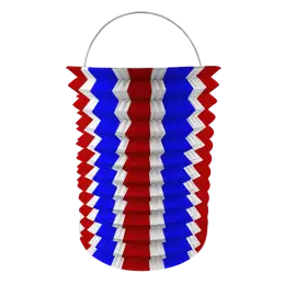 12 Blue white red paper tricolour lanterns - 16 cm