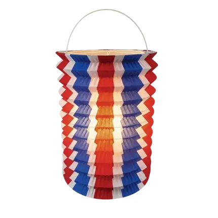 12 Blue white red paper tricolour lanterns - 16 cm