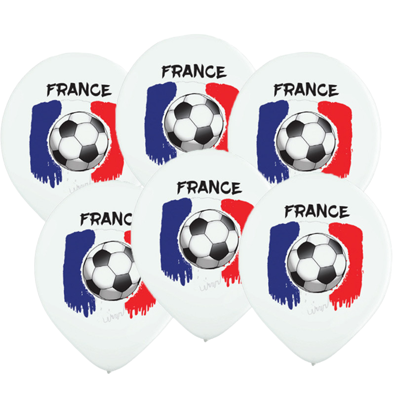 6 Footballs printed France flag 30 cm