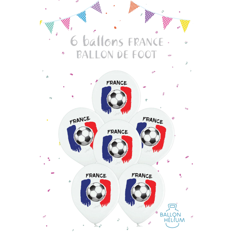 6 Footballs printed France flag 30 cm