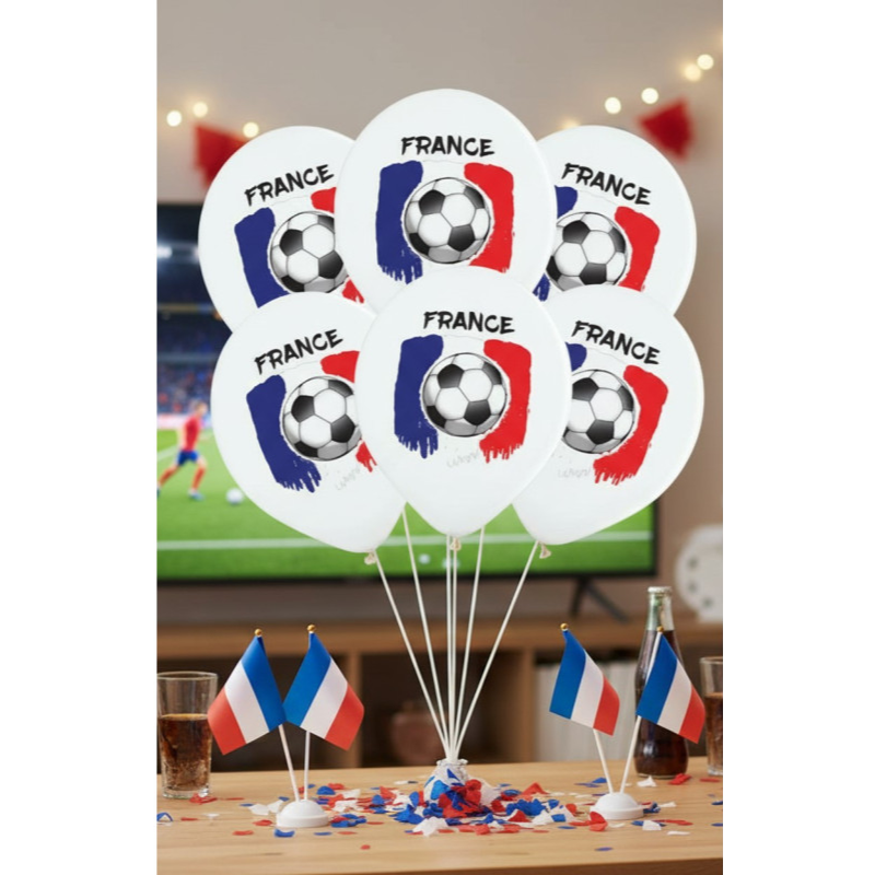 6 Footballs printed France flag 30 cm
