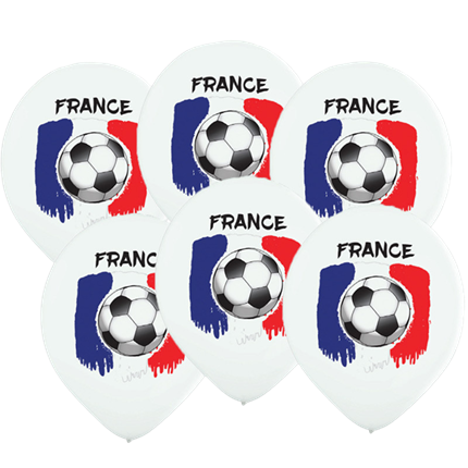 6 Footballs printed France flag 30 cm