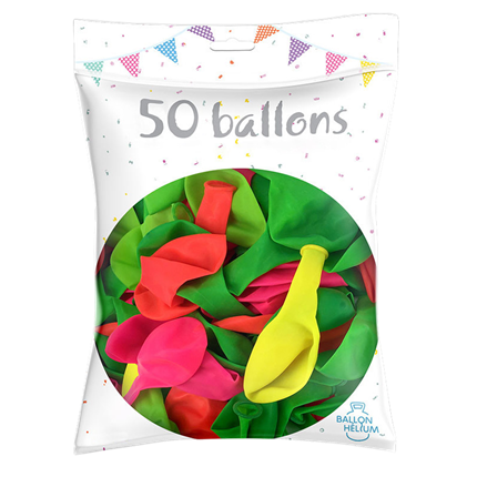 50 neon latex balloons in assorted fluorescent colours