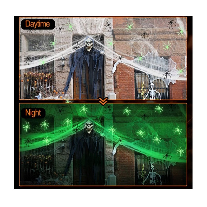 Spider web 200g + 20 glow-in-the-dark spiders