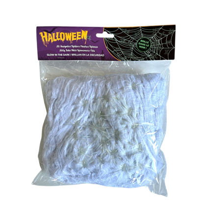 Spider web 200g + 20 glow-in-the-dark spiders