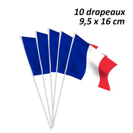Pack of 10 small tricolour flags France