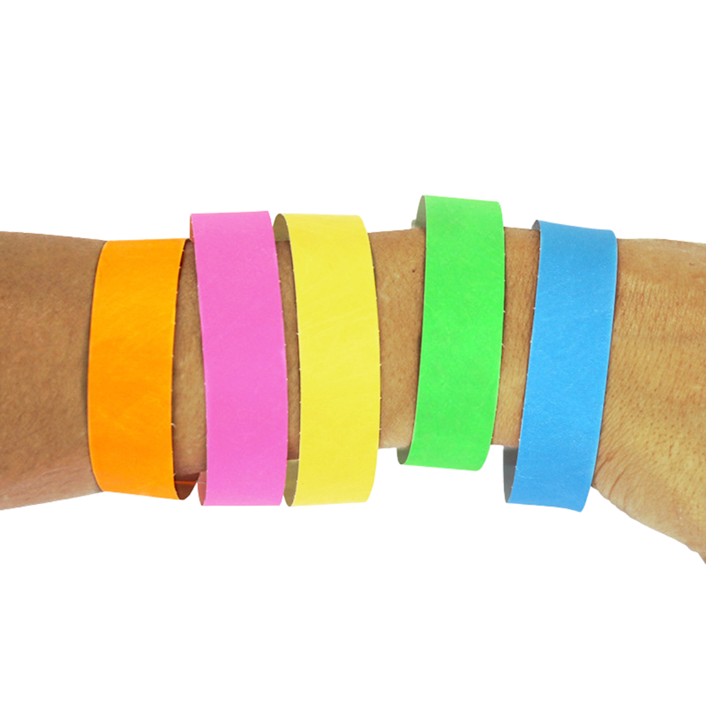 50 Mix colour paper identification wristbands - tearproof