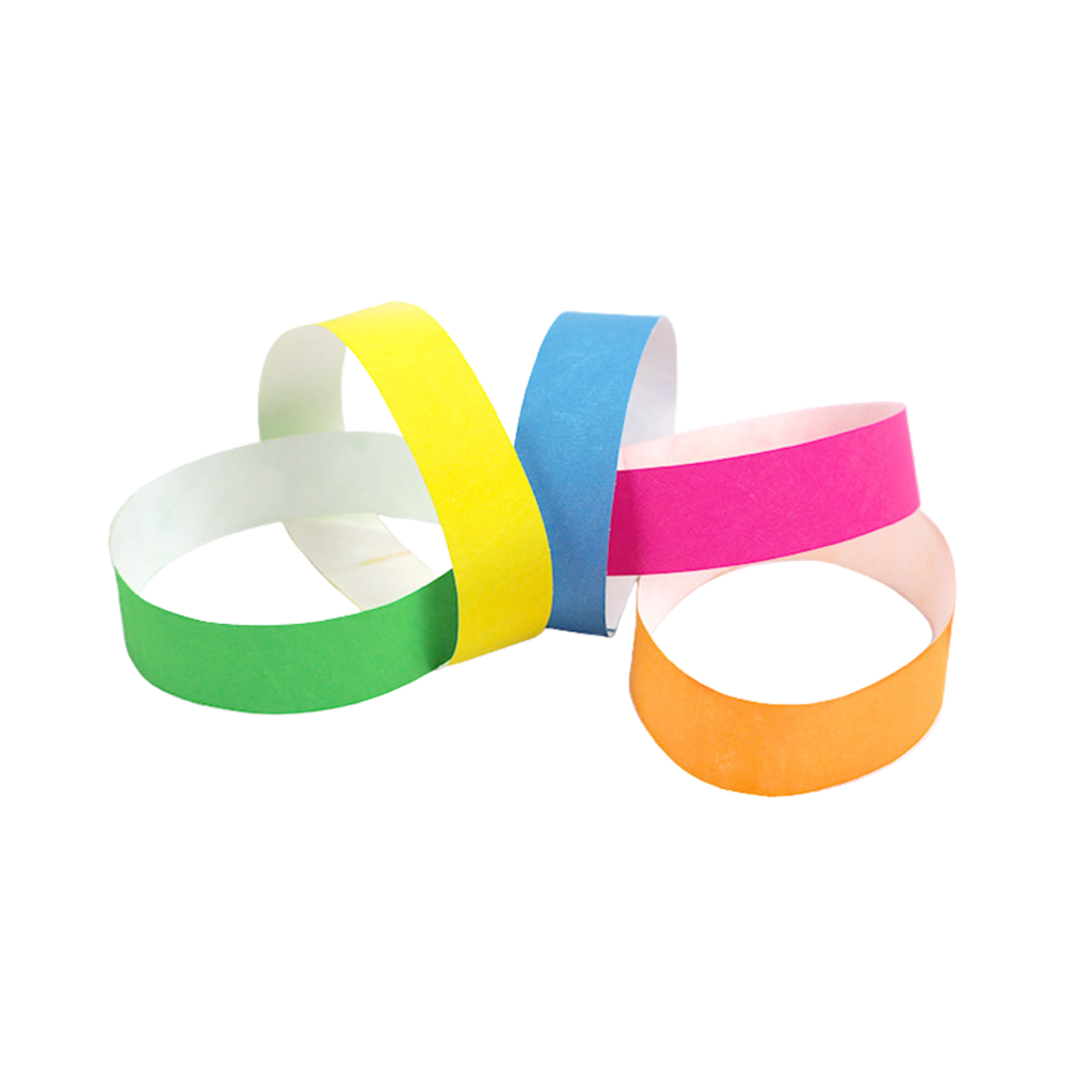 50 Mix colour paper identification wristbands - tearproof