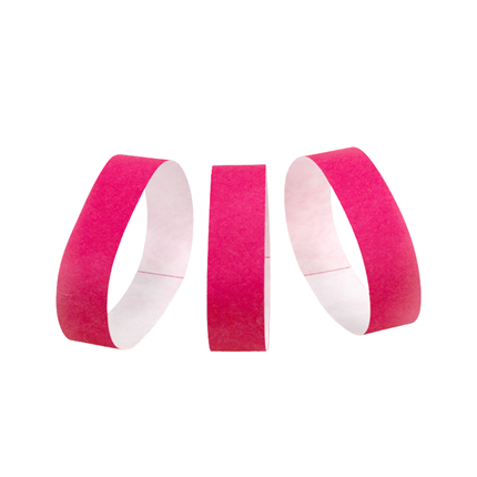 50 PINK paper identification wristbands - tearproof