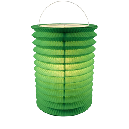12 Green paper lanterns - 16 cm