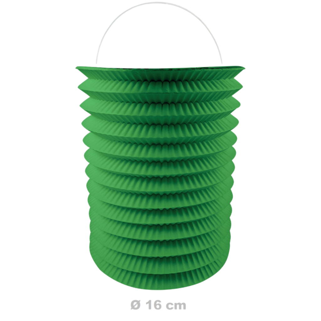 12 Green paper lanterns - 16 cm
