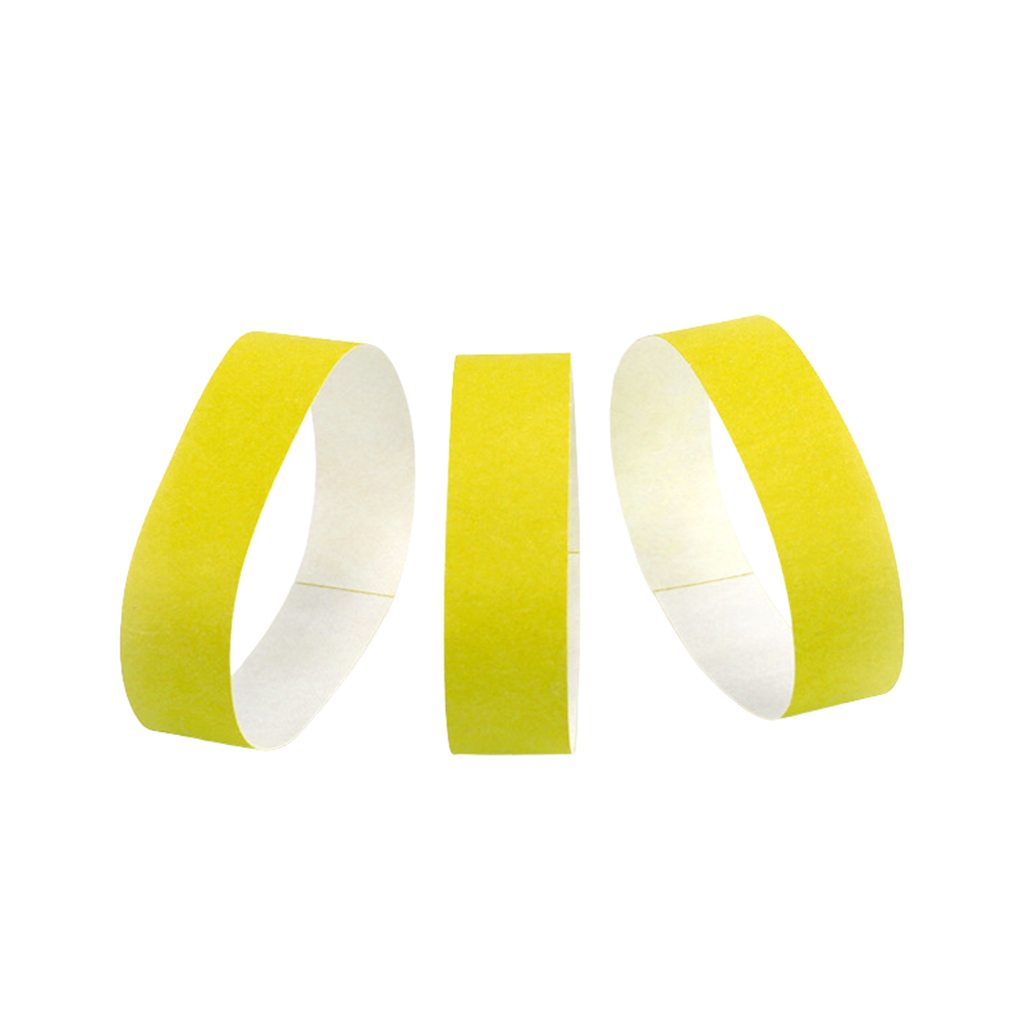 50 YELLOW paper identification wristbands - tearproof