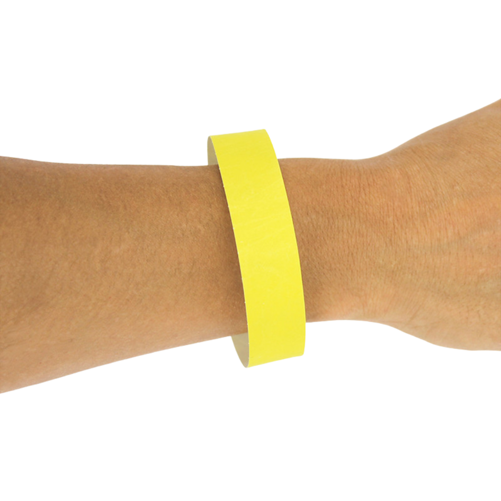 50 YELLOW paper identification wristbands - tearproof