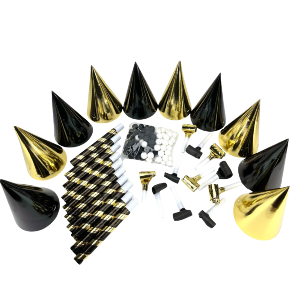 10-person gold and black party kit
