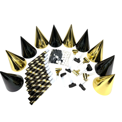 10-person gold and black party kit