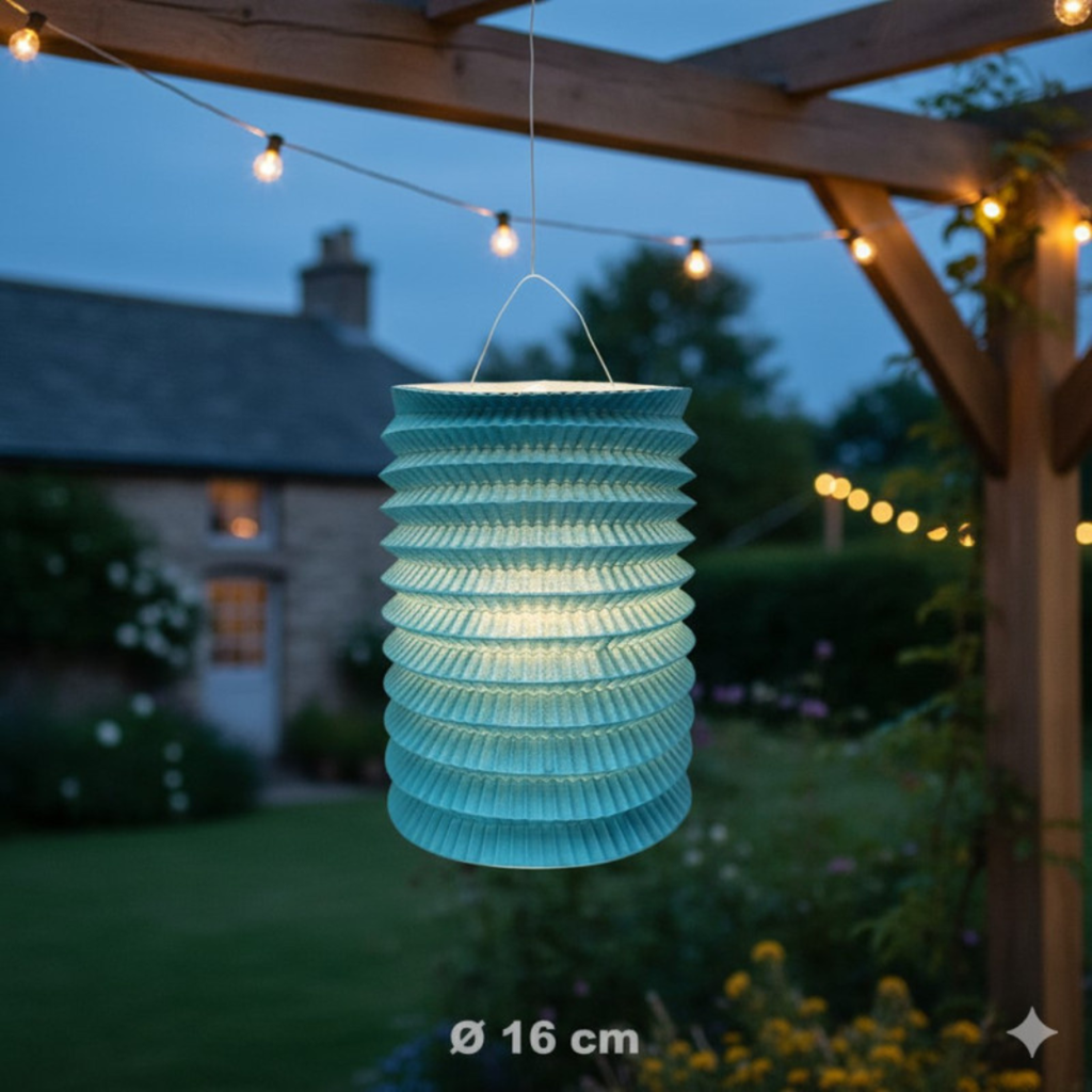 12 Blue paper lanterns - 16 cm