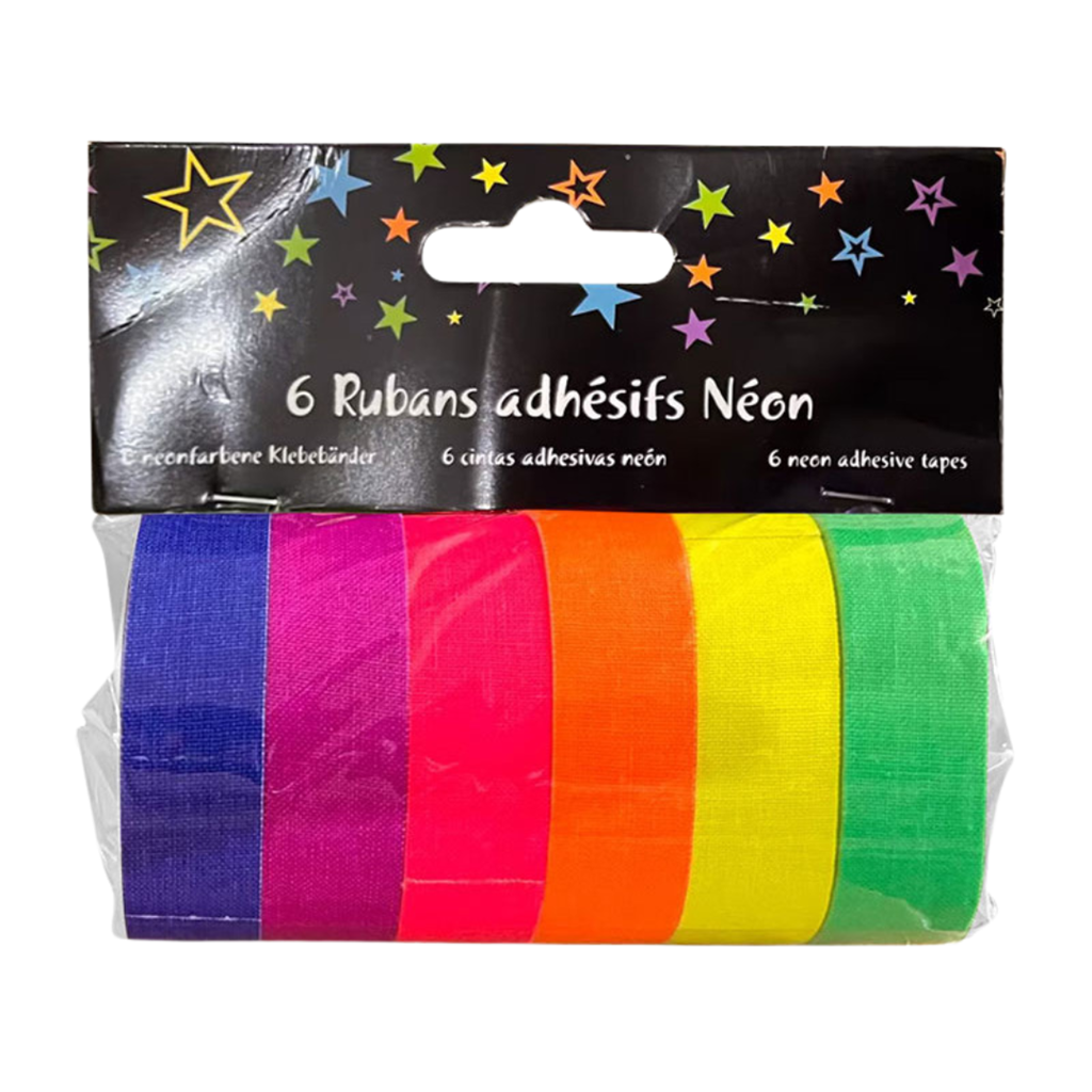 6 Fluorescent UV black light adhesive tapes - 1.5 cm x 5 metres
