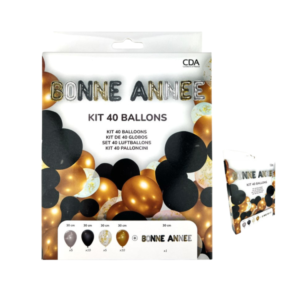 New Year decoration kit 40 balloons 30 cm - 30 latex balloons + HAPPY NEW YEAR 30 cm