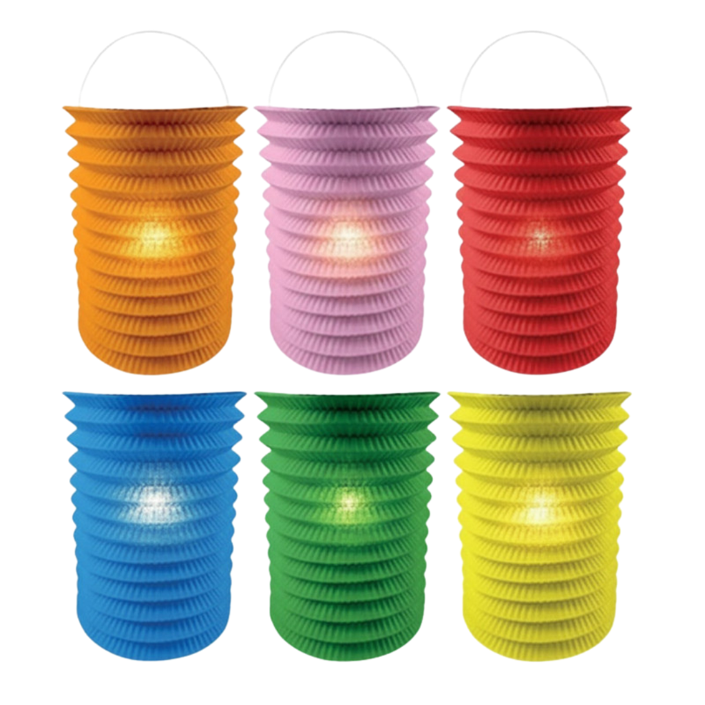 12 coloured paper lanterns - 16 cm