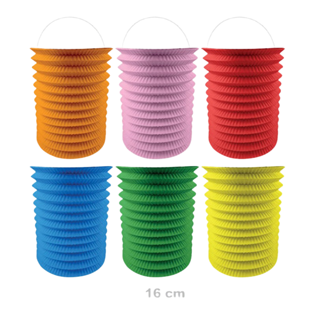 12 coloured paper lanterns - 16 cm
