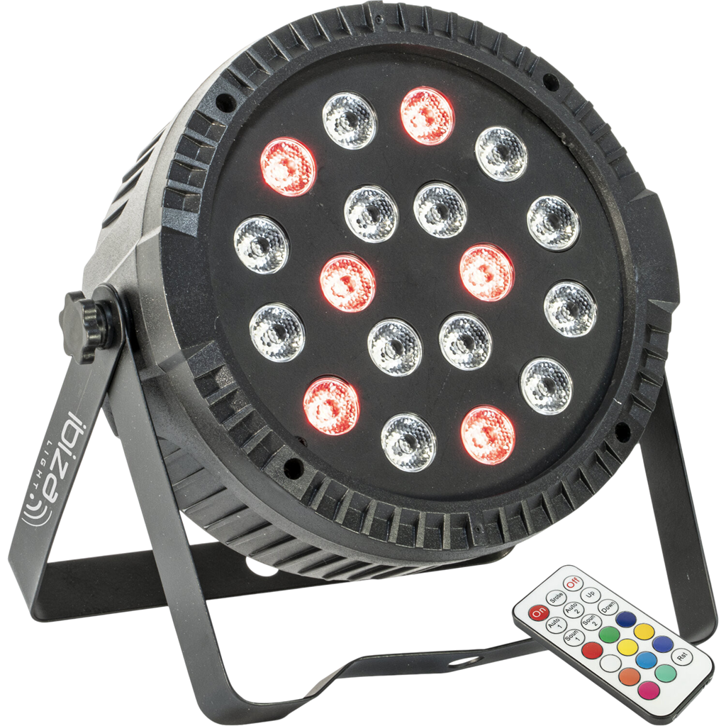 Projector PAR EXTRA-PLAT - 18 Leds RGB 1W (6 red, 6 green, 6 blue) - Ibiza light