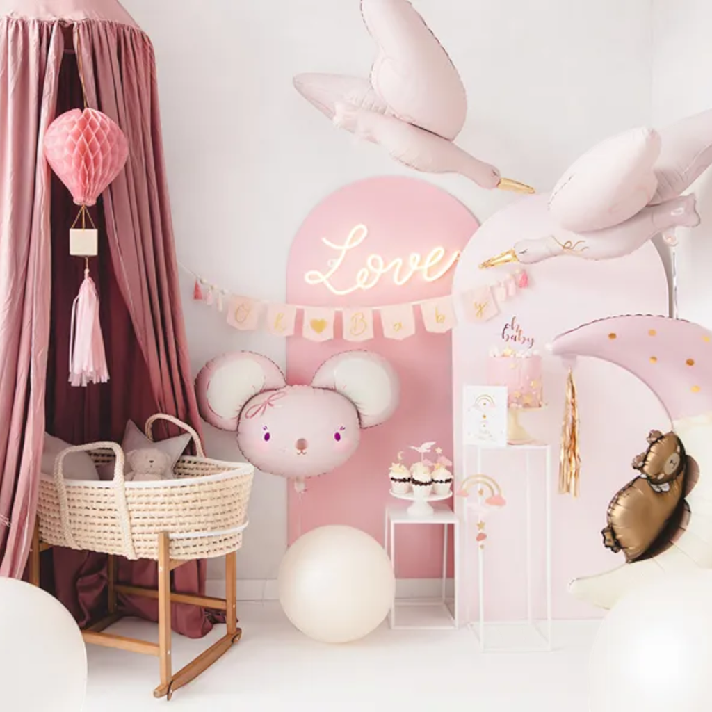 Aluminium balloon Cigogne, 103 x 60 cm, bright pink