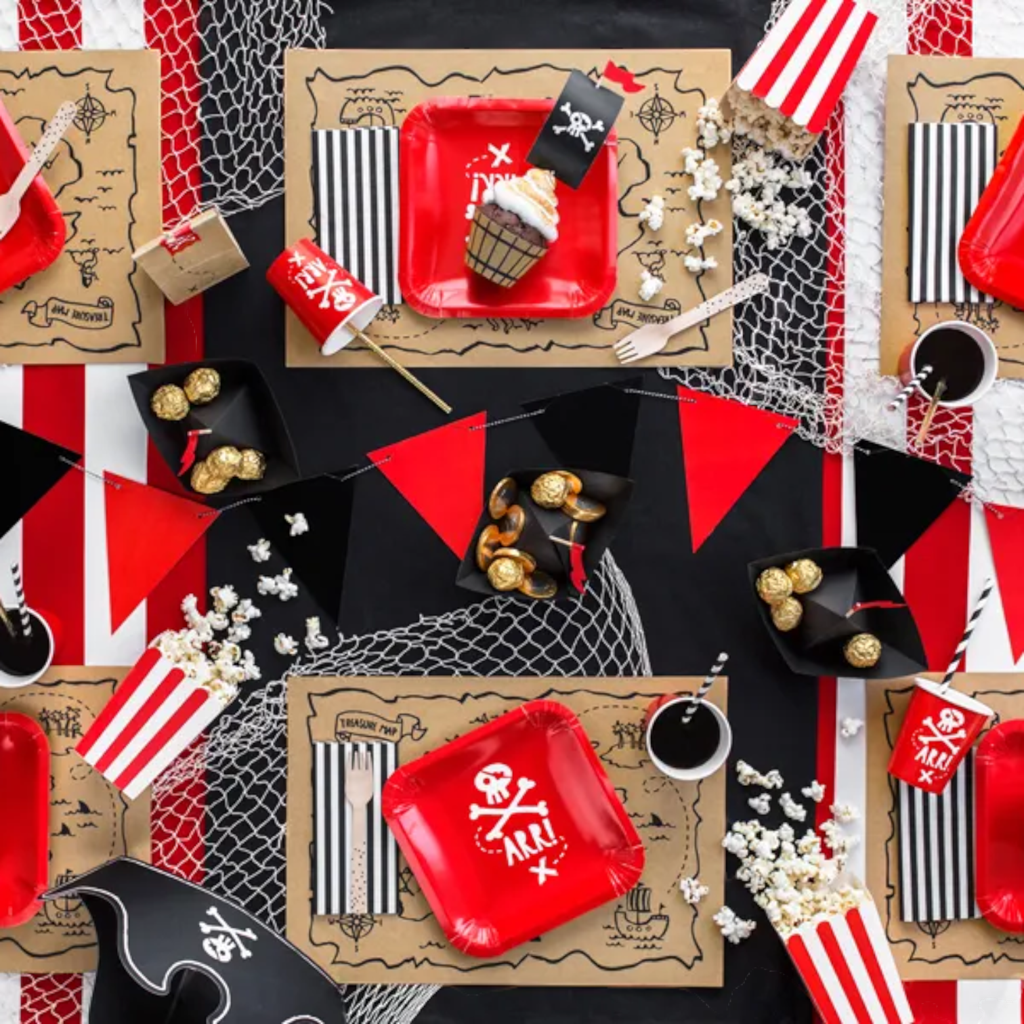 6 red and white striped popcorn boxes