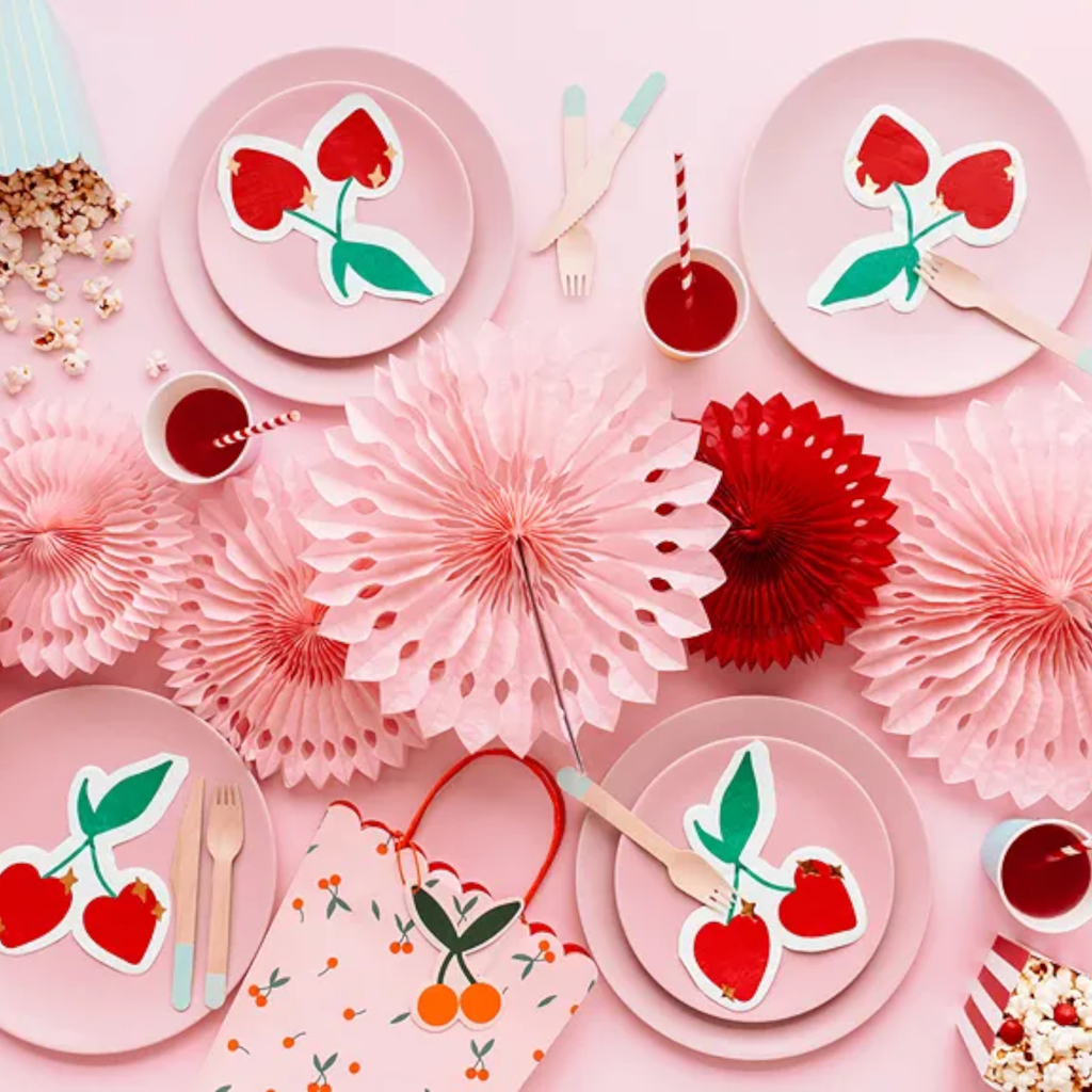 6 red and white striped popcorn boxes