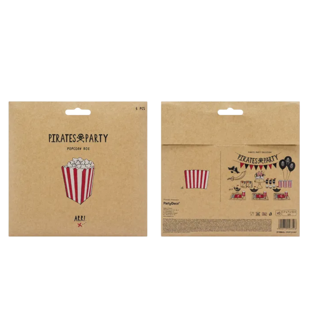 6 red and white striped popcorn boxes