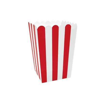 6 red and white striped popcorn boxes