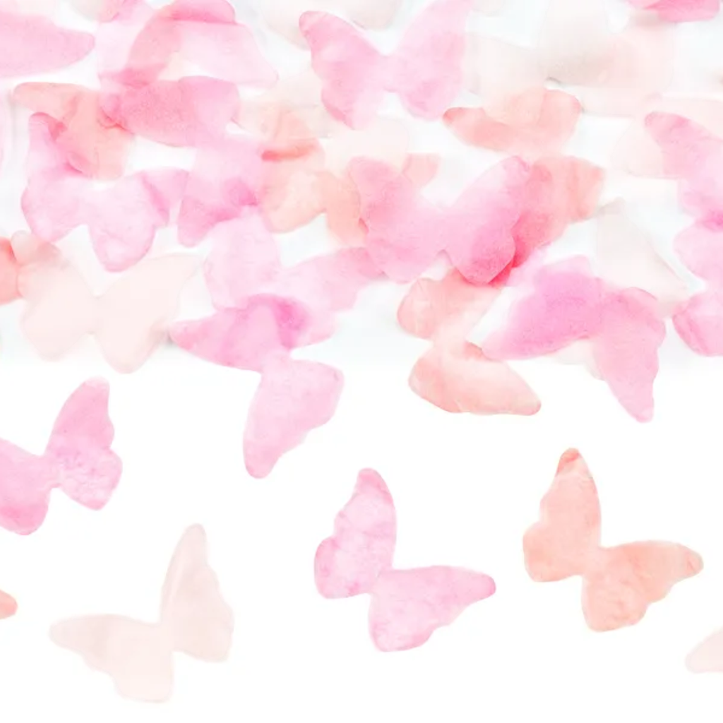Gender Reveal confetti cannon with pink butterflies 20 cm