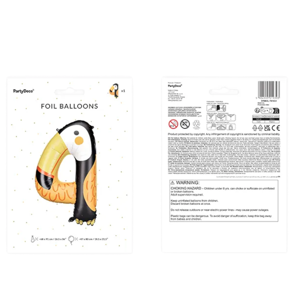 Toucan aluminium balloon - Number 4