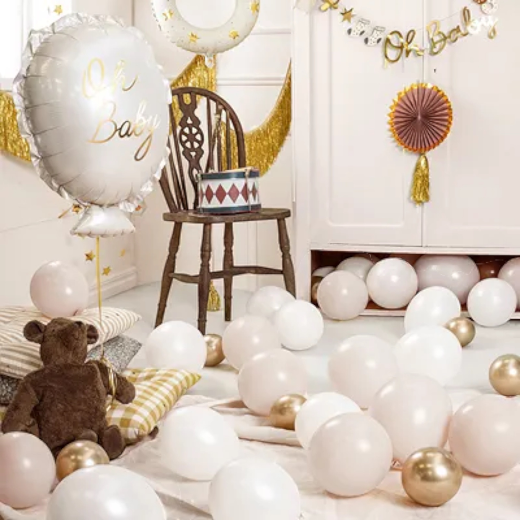 Aluminium balloon Rattle Bear, 61 x 88 cm, cream and brown