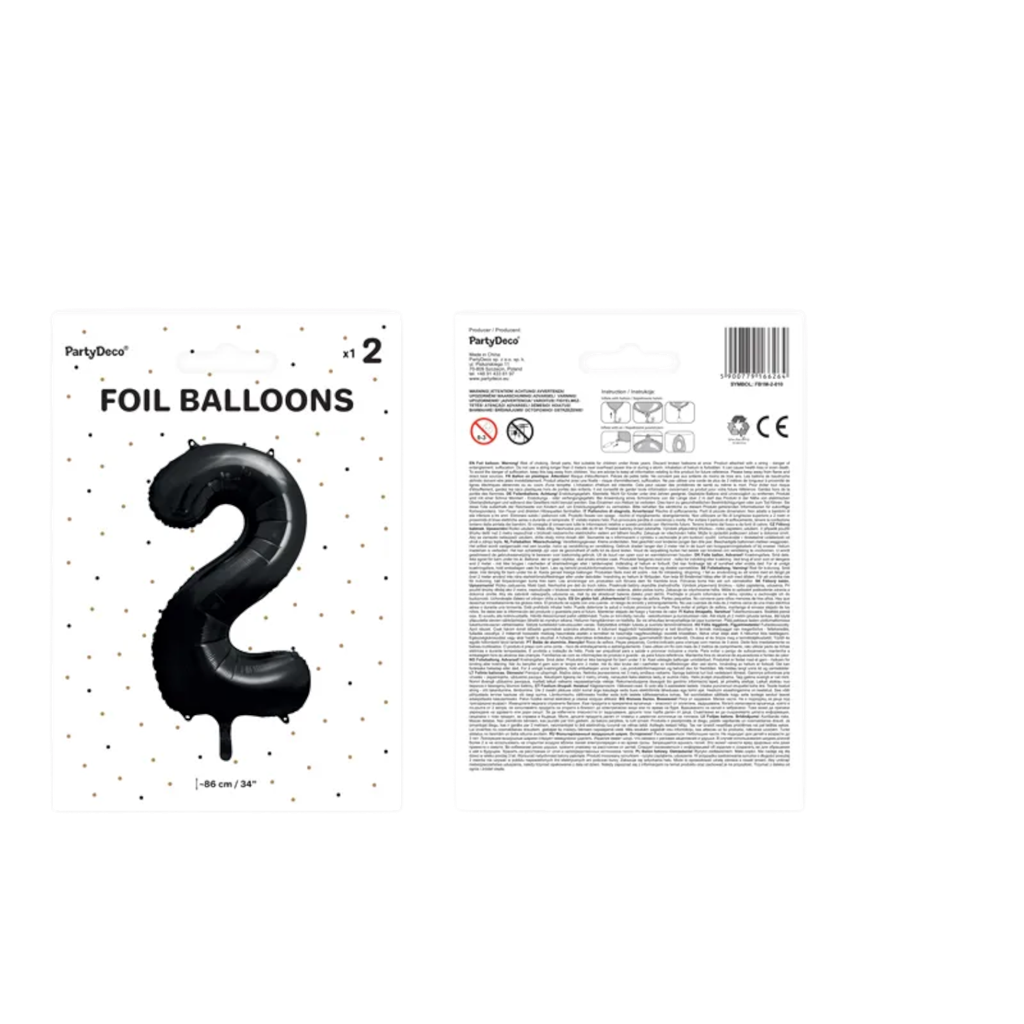 Ball Chiffre ''2'', aluminium, 86cm, black