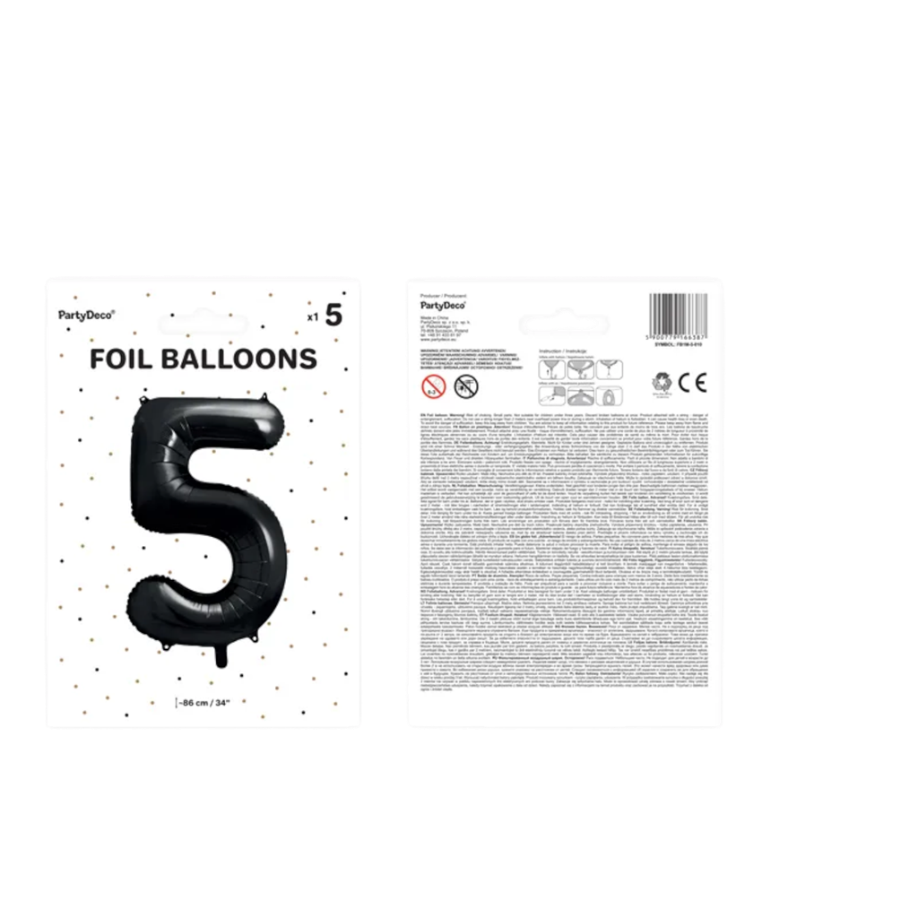 Ball Chiffre ''5'', aluminium, 86cm, black