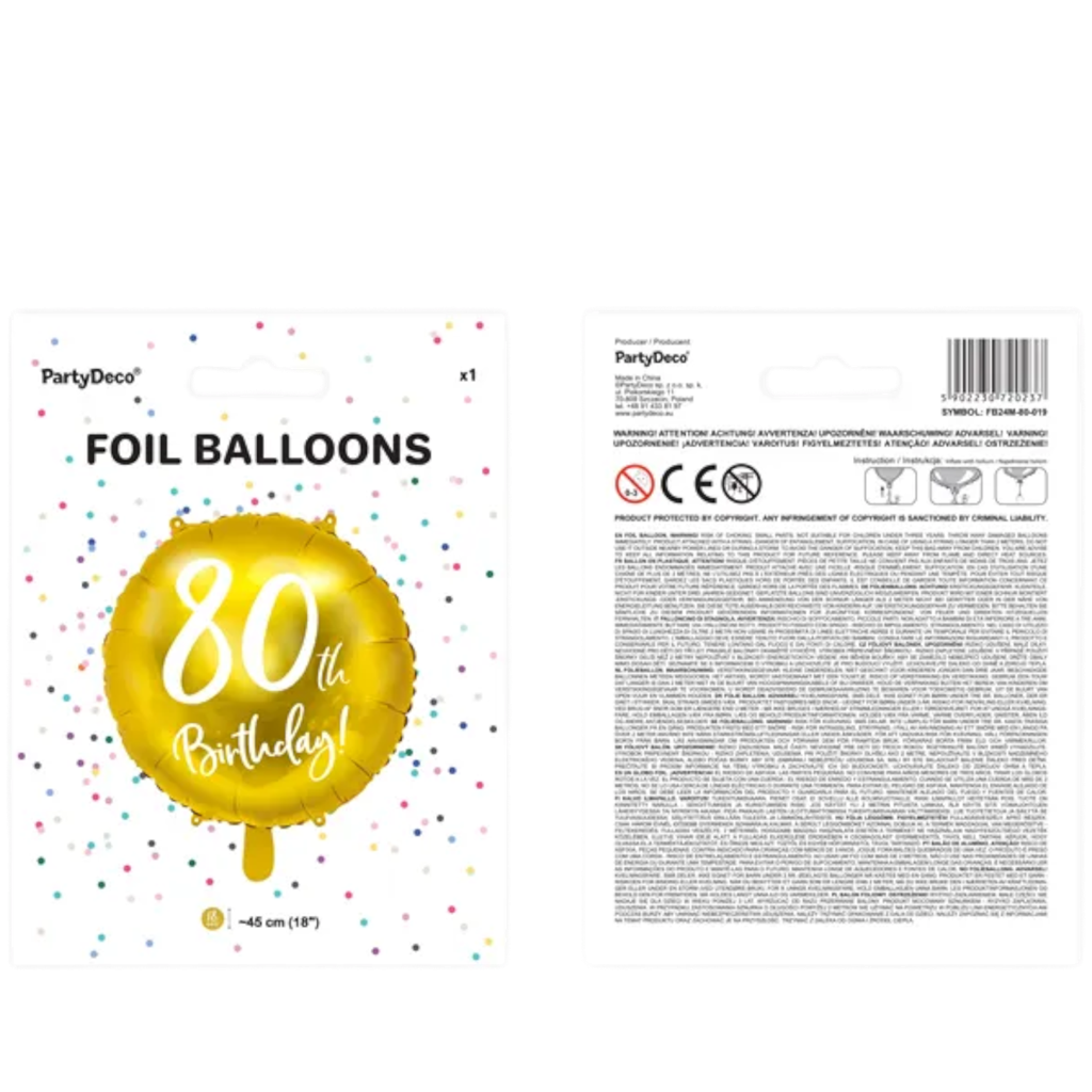 Golden birthday balloon 80 years
