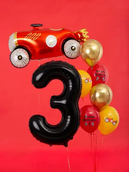 Ball Chiffre ''3'', aluminium, 86cm, black