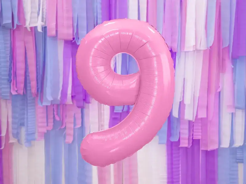 Ball Chiffre ''9'', aluminium, 86cm, light pink