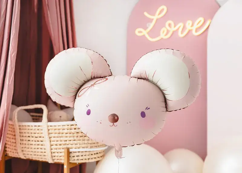 Aluminium balloon Mouse, 96 x 64 cm, bright pink