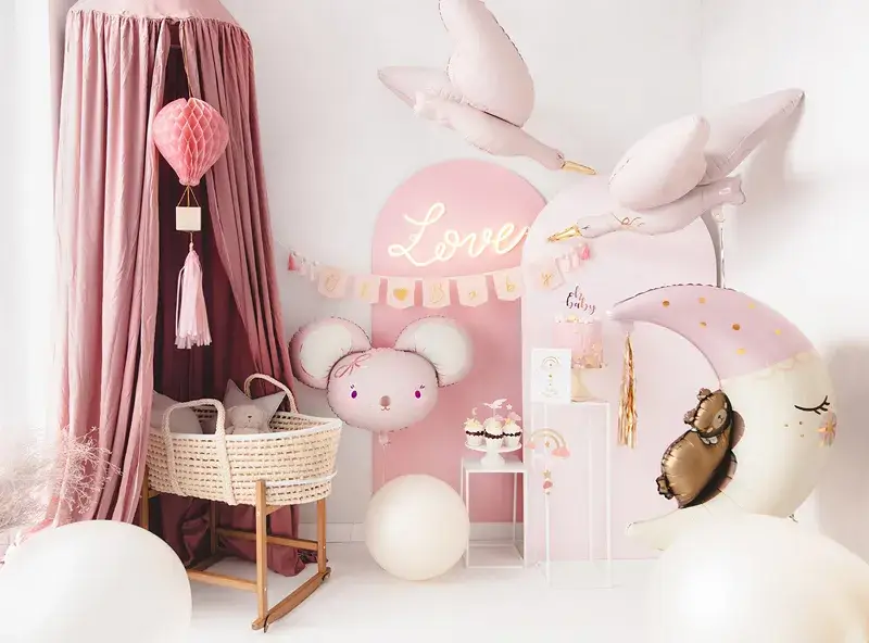 Aluminium balloon Mouse, 96 x 64 cm, bright pink