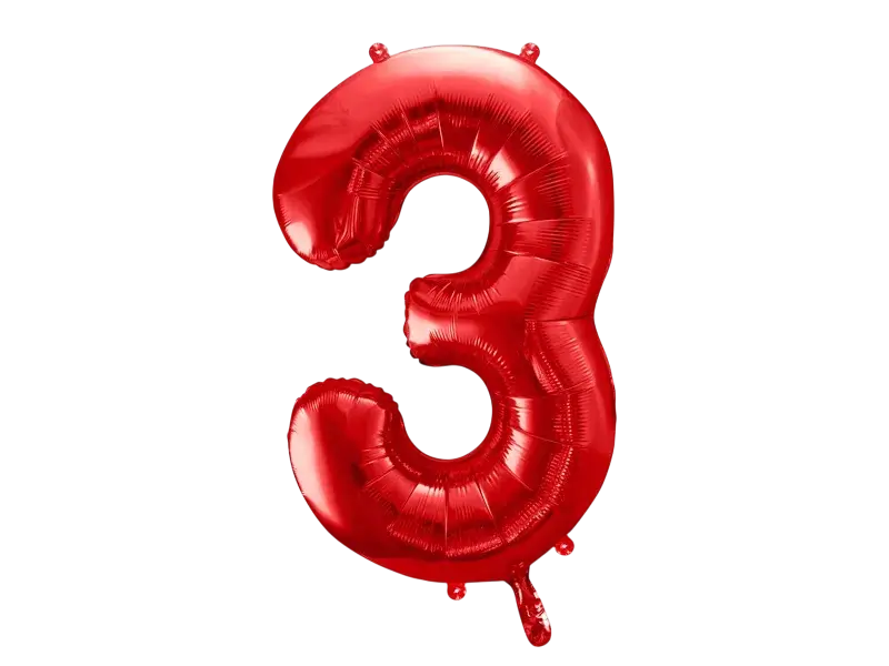 Ball Chiffre ''3'', aluminium, 86cm, red