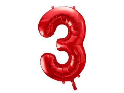 Ball Chiffre ''3'', aluminium, 86cm, red