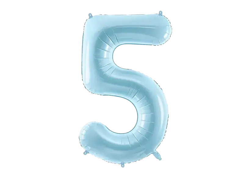 Ball Chiffre ''5'', aluminium, 86cm, light blue