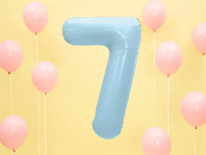 Ball Chiffre ''7'', aluminium, 86cm, light blue