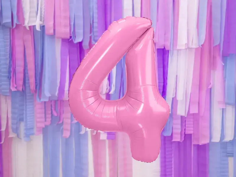 Ball Chiffre ''4'', aluminium, 86cm, light pink